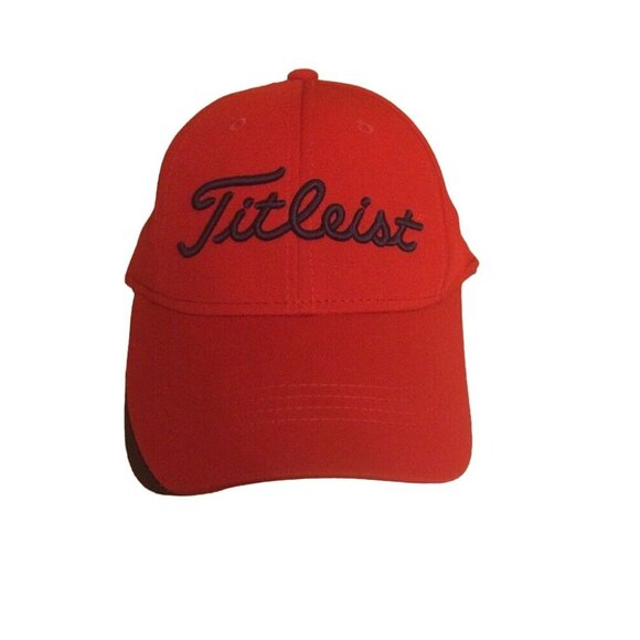 Titleist Red Golf Cap S/M Titleist Logo Embroidered Adjustable Fit Comfortable L - Picture 1 of 6